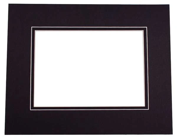 Fertig-Passepartouts 19.4x24.5cm Fenster - Schwarz/Schwarz doppelte Dicke - 27.9x35.6cm Außenrahmen (10 Stück) [MD20134]
