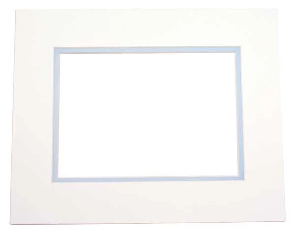 Fertig-Passepartouts 20.6x27cm Fenster - Elfenbein/Hellblau doppelte Dicke - 27.9x35.6cm Außenrahmen (10 Stück) [MD20081]