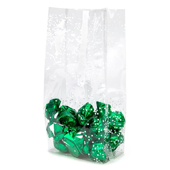 Bedruckte Beutel feine Punkte Weiß 10,2x6,4x24,1cm mit Seitenfalten (100 Stück) [G4SW]