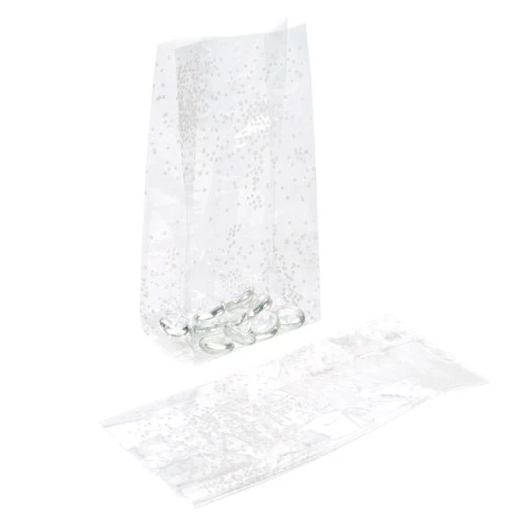 Bedruckte Beutel feine Punkte Weiß 10,2x6,4x24,1cm mit Seitenfalten (100 Stück) [G4SW]