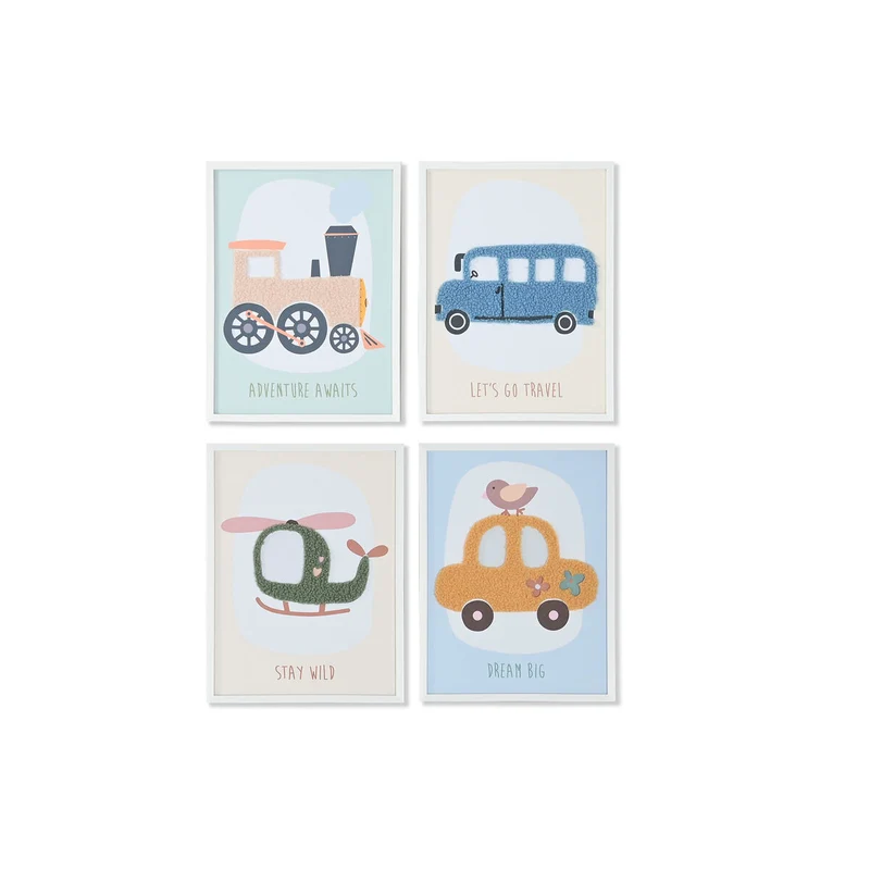 Painting Home ESPRIT Yellow Blue Canvas 30 x 1,8 x 40 cm (4 Units)