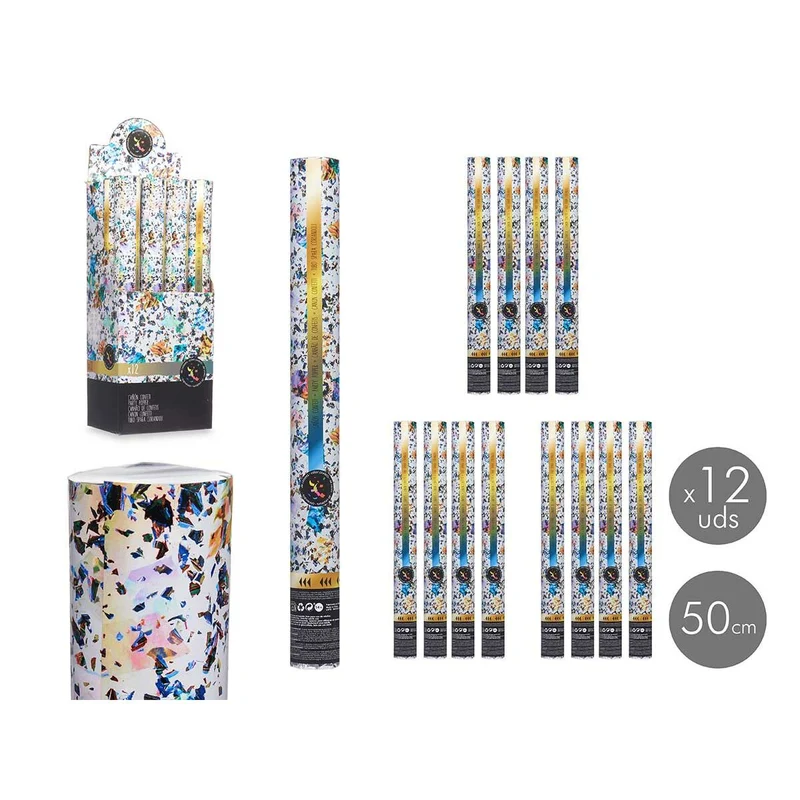 Confetti cannon Multicolour Paper Cardboard Plastic 5 x 49 x 5 cm (12 Units)