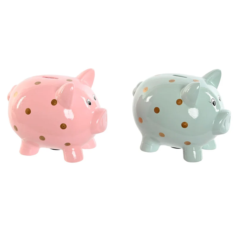 Money box Home ESPRIT Dolomite Pig 22 x 15,5 x 17,5 cm (2 Units)