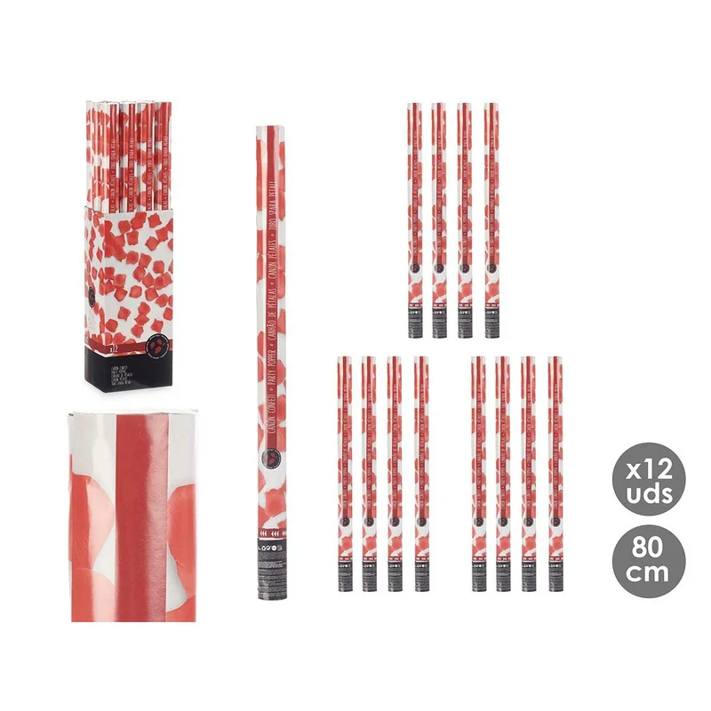 Confetti cannon Red Paper Cardboard Plastic 5 x 79 x 5 cm (12 Units)